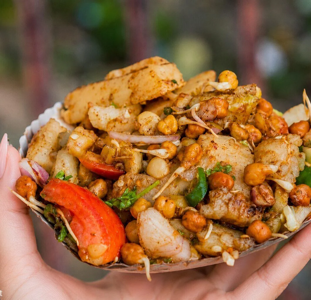 Potatoes, spices, and chutneys, together in one delicious snack.