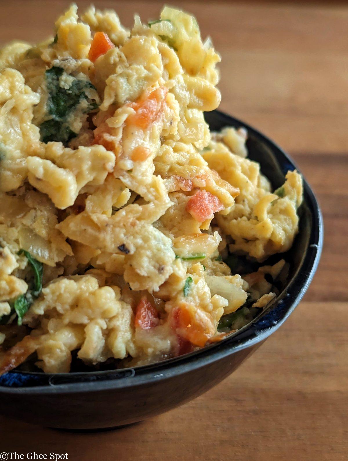 savory, spicy scrambled eggs are the perfect Punjabi breakfast dish.