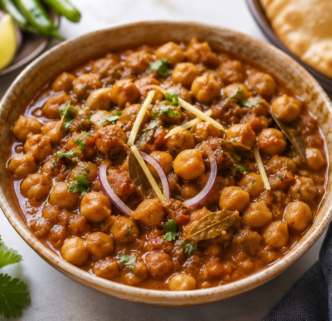 Savory, spicy, chole. Perfect for brunch, lunch, or dinner!