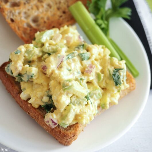 Creamy egg salad with curry spice.