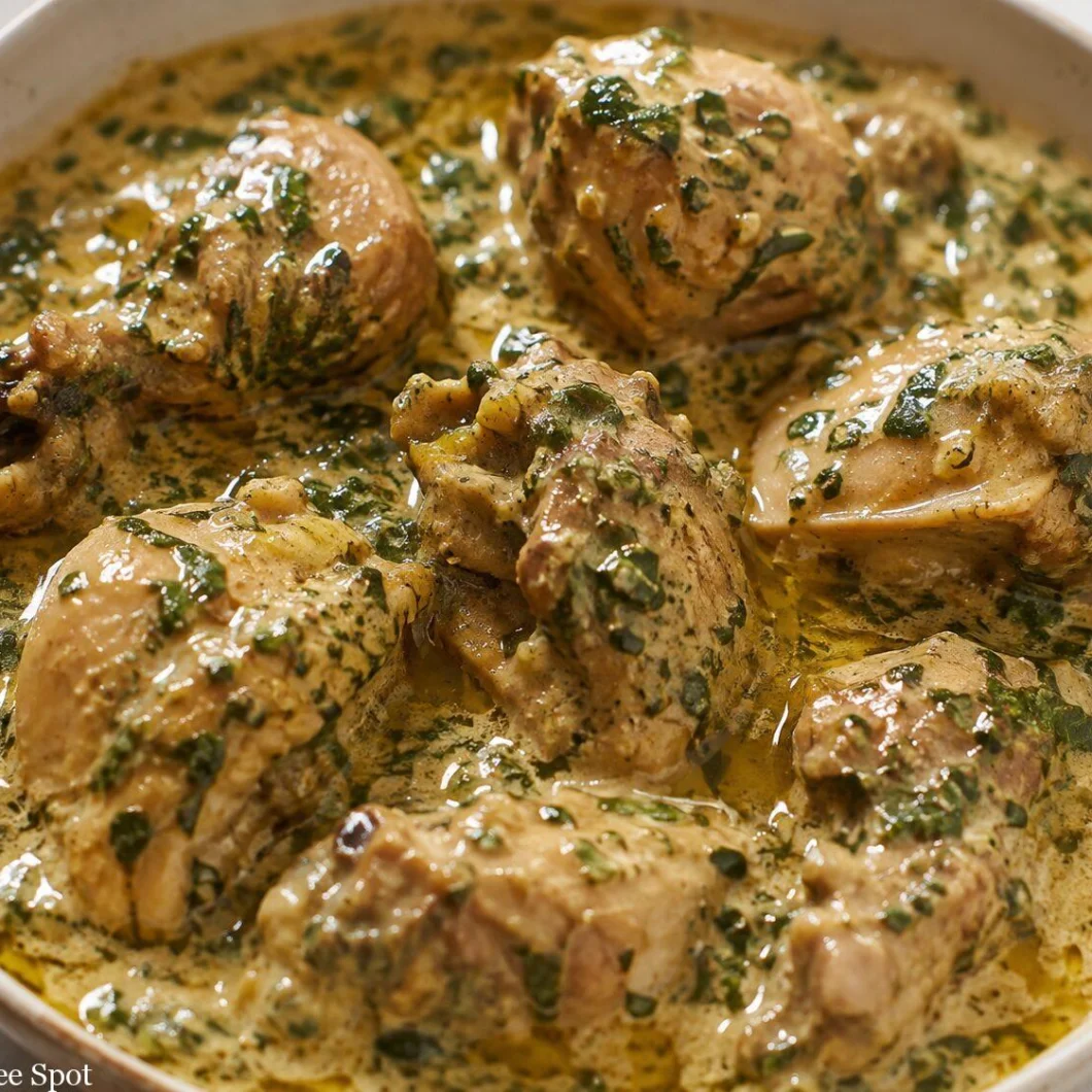 Creamy fenugreek gravy with bone-in chicken
