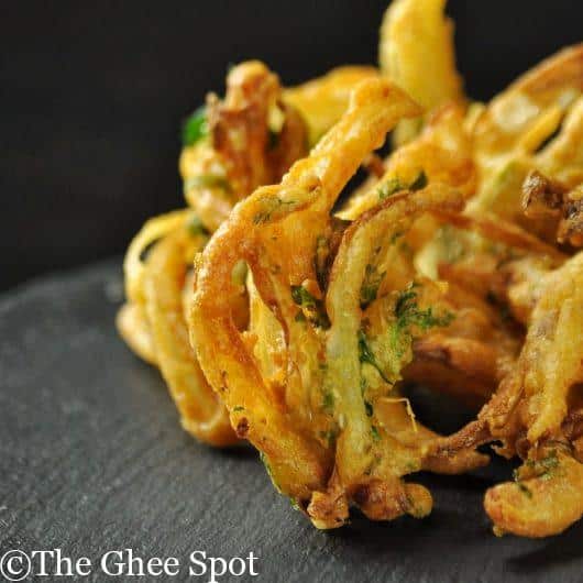 Crisp battered onion pakoras