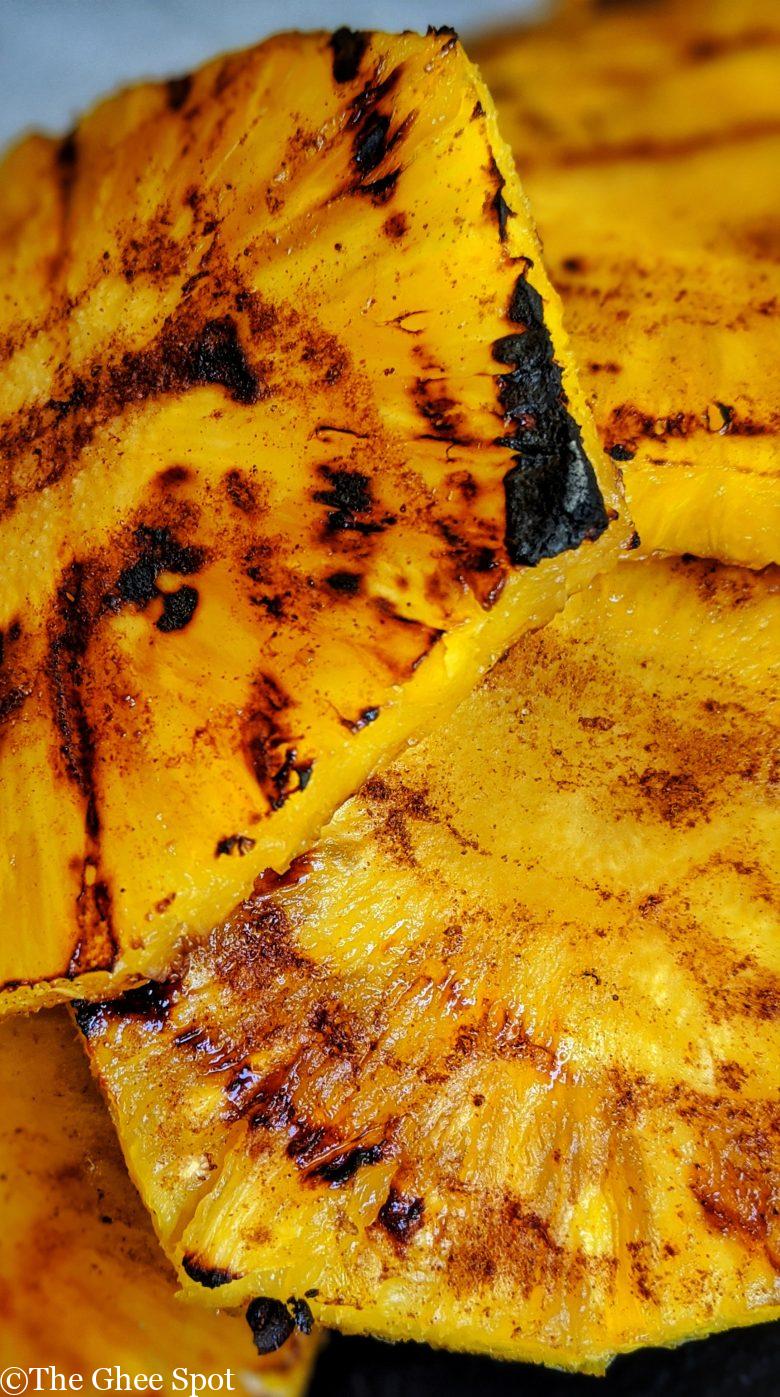 Sweet grilled pineapple with cinnamon.