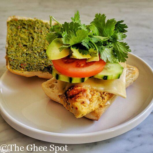 Flavorful grilled chicken tikka in a sandwich.