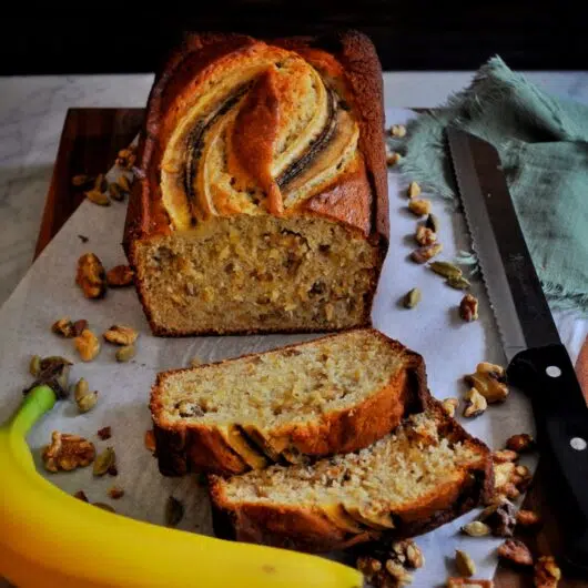 Sweet aromatic ginger and cardamom banana bread