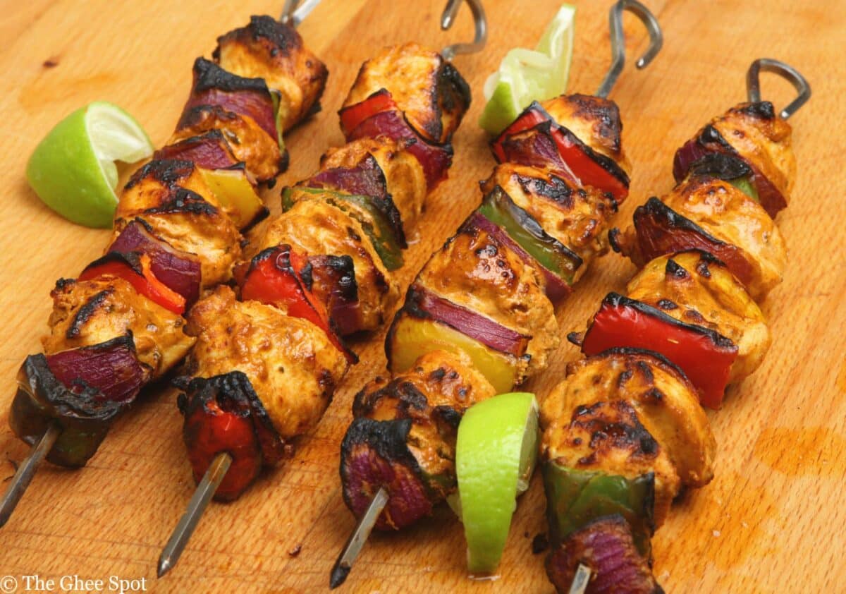 Savory grilled chicken tikka kebabs