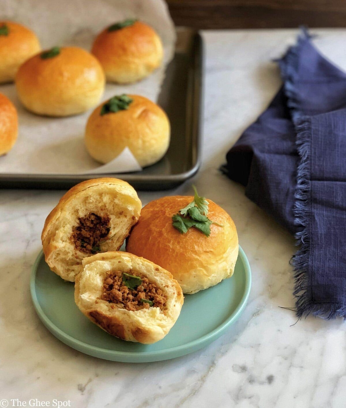 Savory keema in a light fluffy bun.