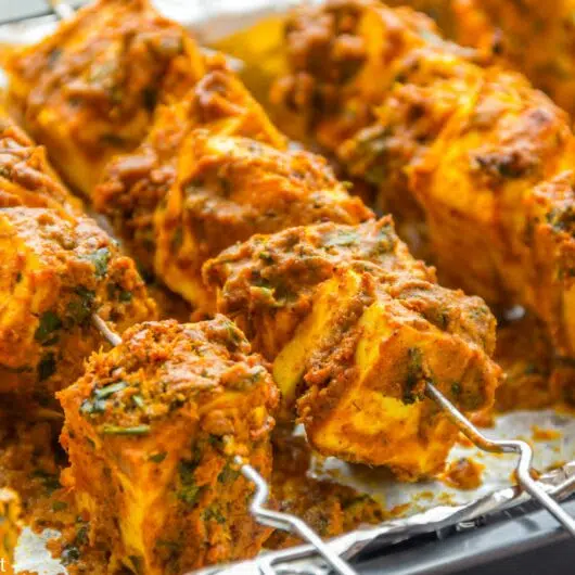 Fresh paneer marinated and grilled