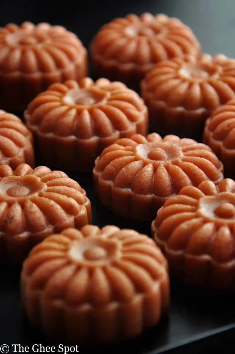 Rose peda is khoya, sugar, rosewater, saffron, and milk, cooked together into a delicious milk fudge.