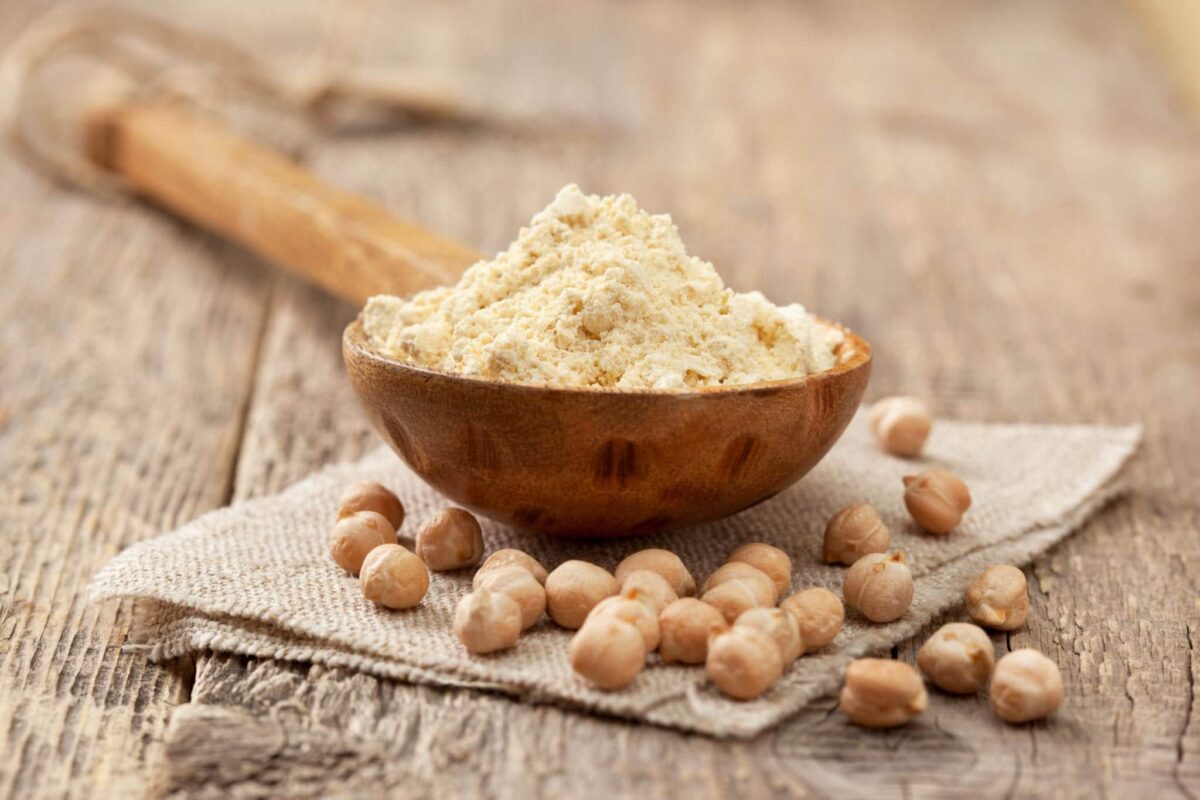 Besan or garbanzo bean flour, also known as chickpea flour