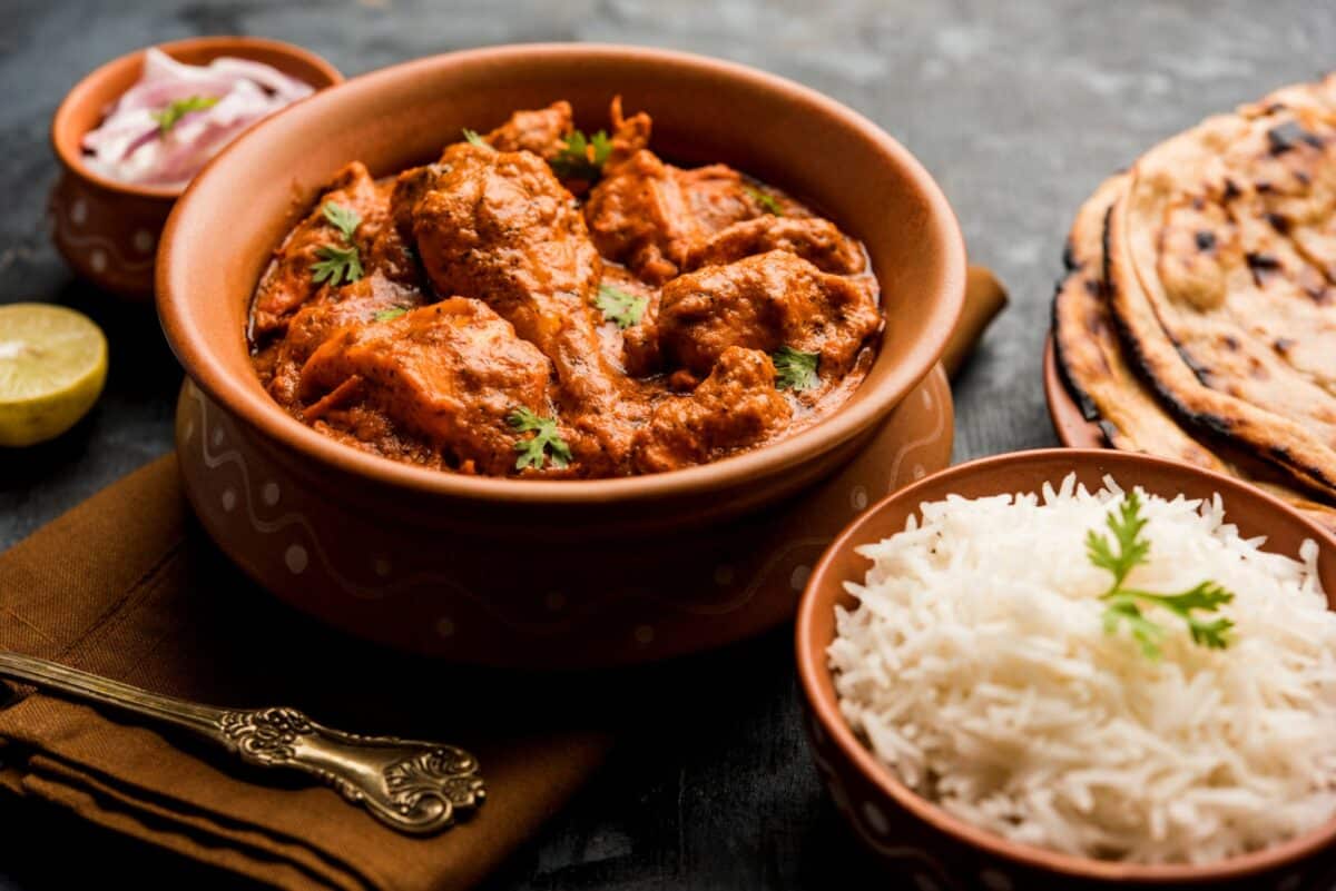 Savory Chicken stewed in a spicy masala gravy.