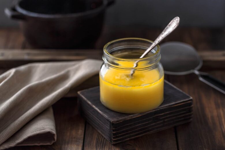 Ghee or clarified butter in a jar