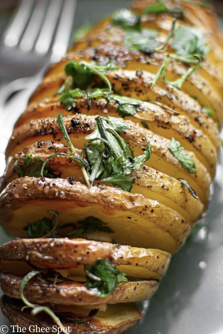 Savory delicious cumin hassleback potatoes