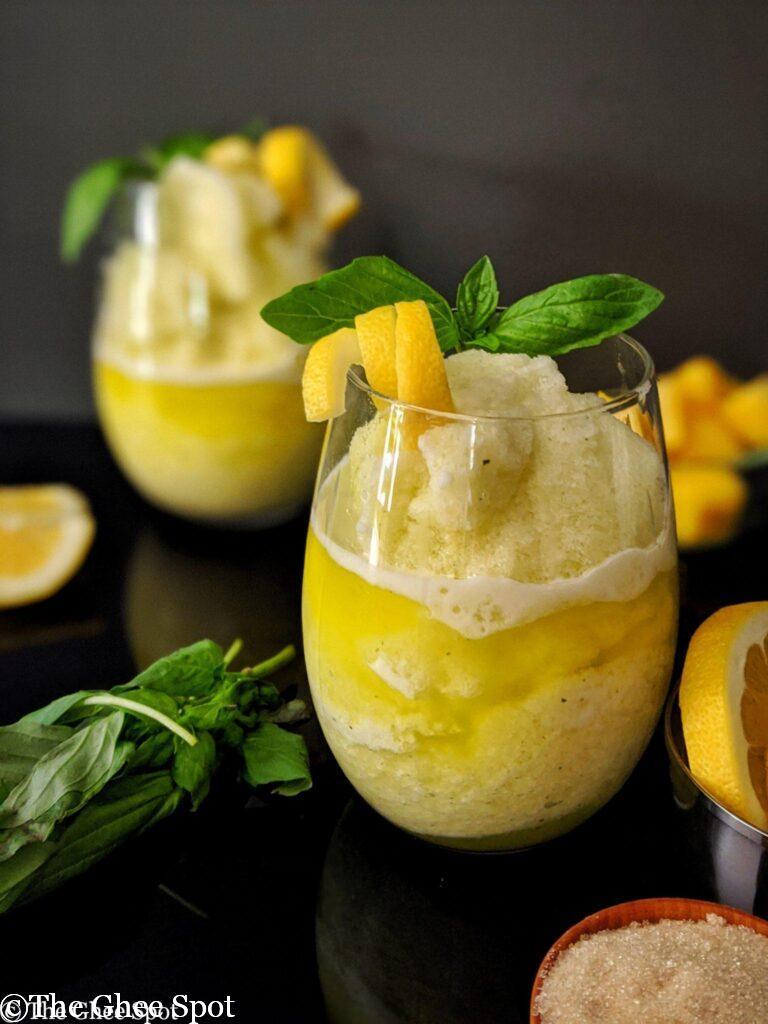 Pineapple basil lemonade slushies.