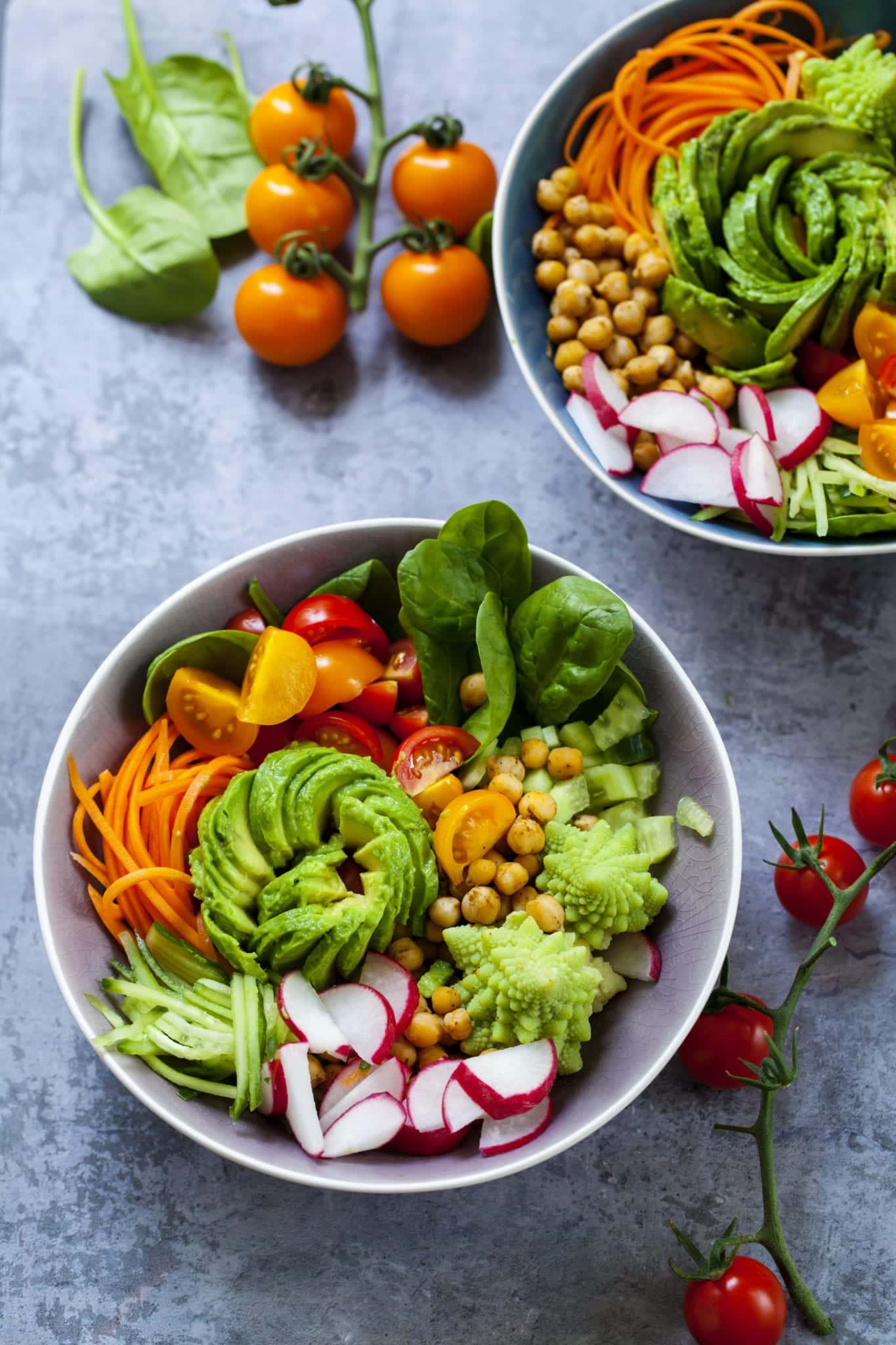 Garbanzo Buddha bowl with avocado and mixed vegetables