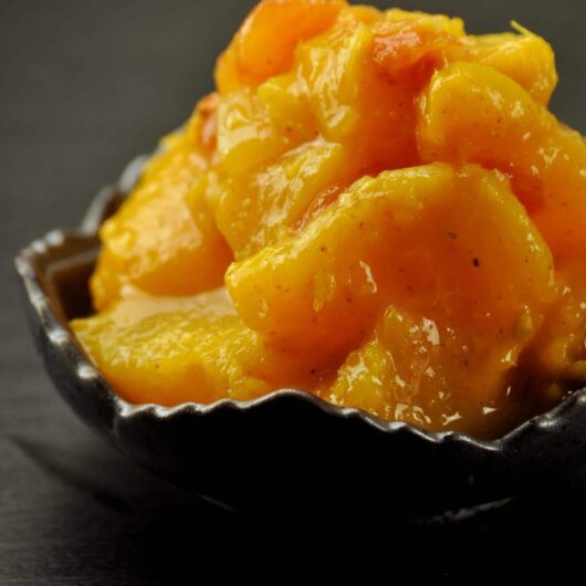 Savory, sweet, and delicious curried peaches.