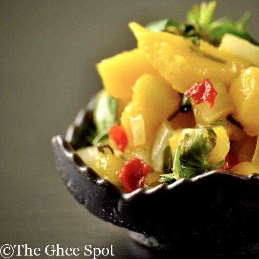 Spicy, savory, with a hint of delicious mango sweetness. Mango Scotch Bonnet salsa is delicious!