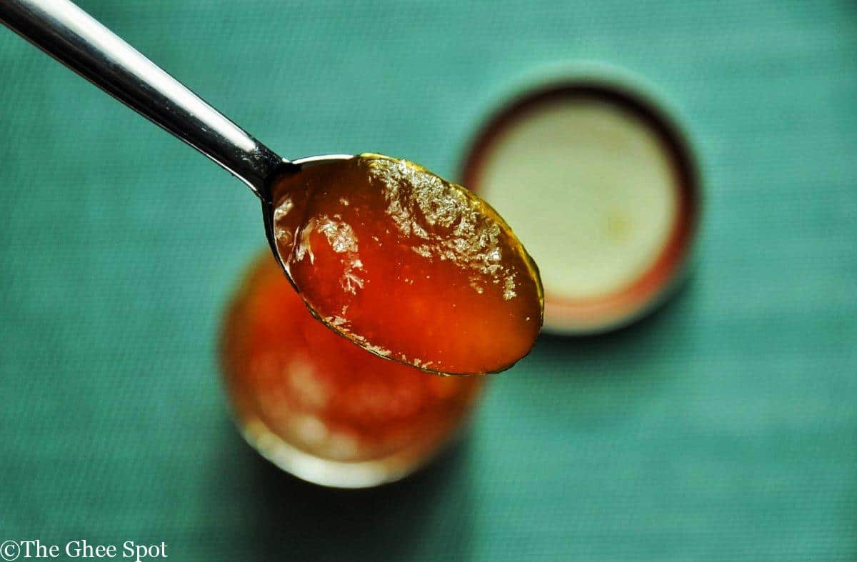 Fruity sweet and spicy peach coriander habanero jelly