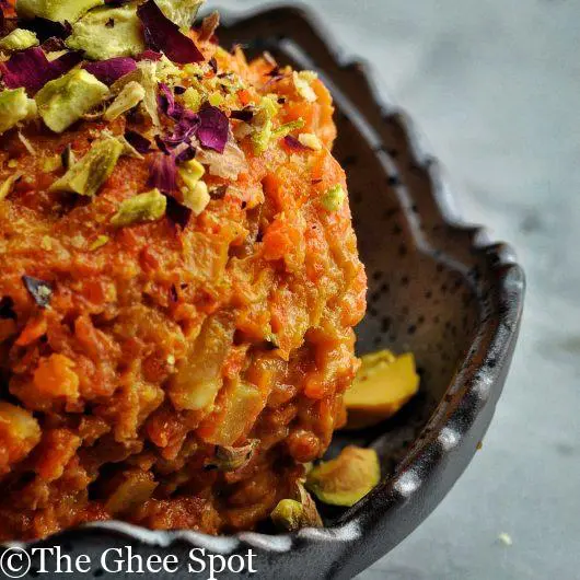 Delicious, sweet, and creamy carrot pudding with almonds and cardamom. Gajrela is the perfect authentic Punjabi winter dessert.