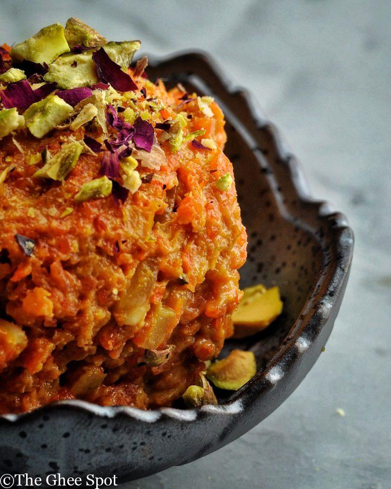 Delicious, sweet, and creamy carrot pudding with almonds and cardamom. Gajrela is the perfect authentic Punjabi winter dessert.