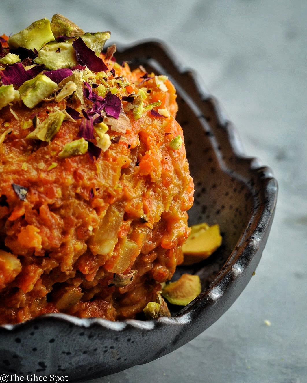 Delicious, sweet, and creamy carrot pudding with almonds and cardamom. Gajrela is the perfect authentic Punjabi winter dessert.